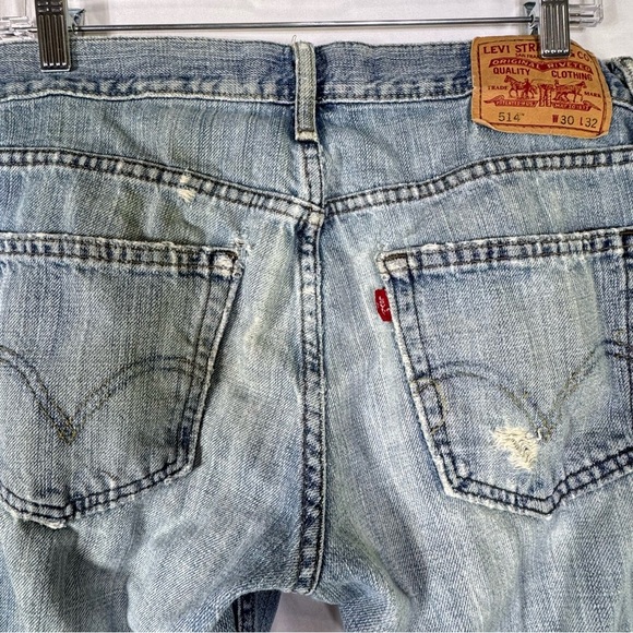 Levi’s Mens 514 Distressed Worn Condition Slim Straight Leg Jeans 30x32 - Picture 5 of 10